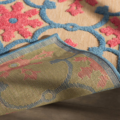 Luisa Floral Indoor/Outdoor Area Rug in Pink/Blue/Sand