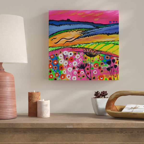 Bungalow Rose Red Sky At Night Pink And White Acrylic Painting