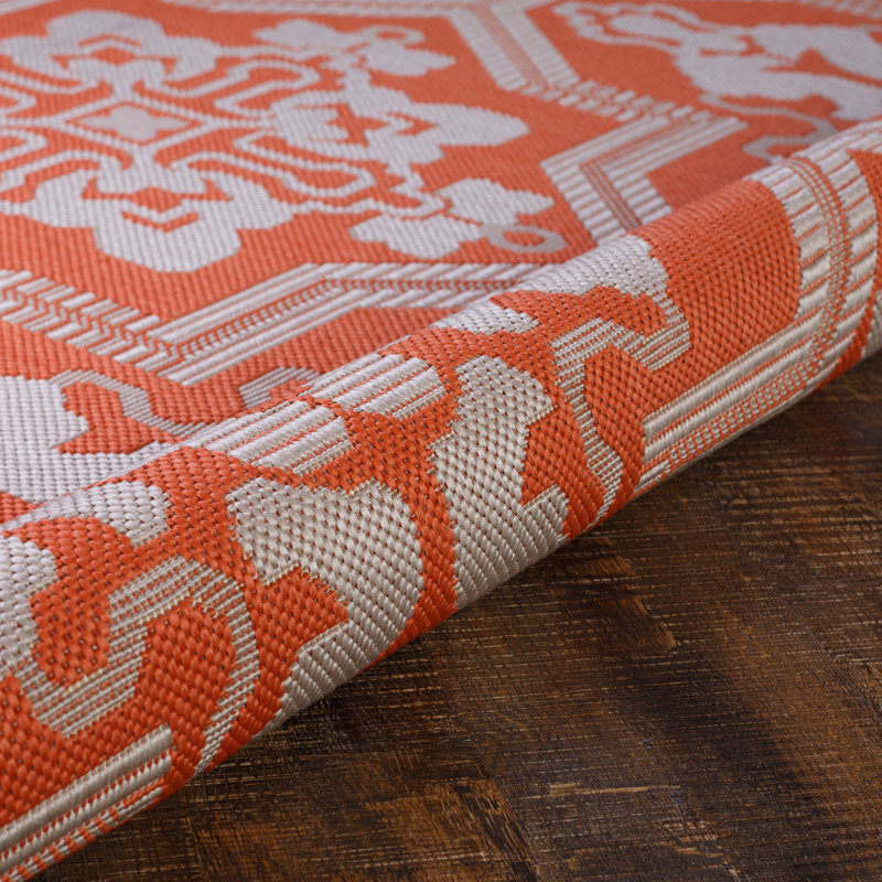 World Menagerie Swinton Balcony Tile Mandarin Orange Indoor Outdoor Area Rug Reviews Wayfair