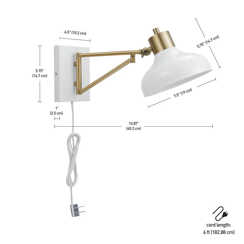 Arseni 1 Light Brushed Brass Swing Arm Lamp Reviews Allmodern