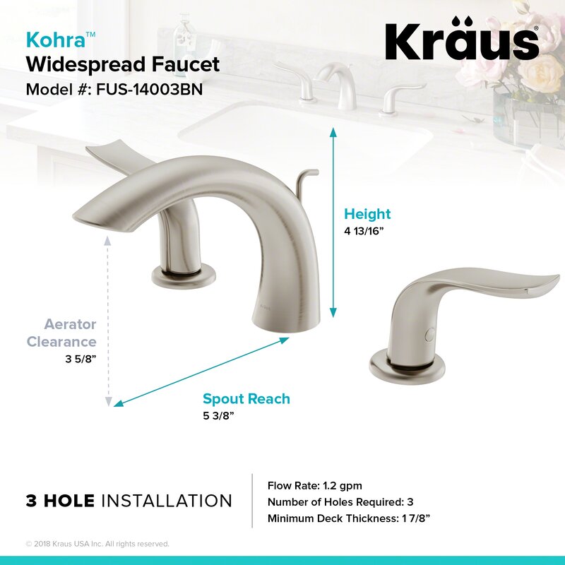 Kraus Premier Spot Free All Brite Widespread Bathroom Faucet With