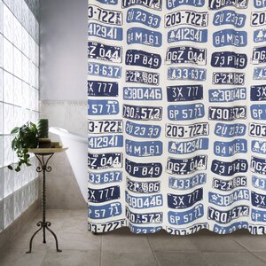 Metro Farmhouse Cotton License Plates Shower Curtain