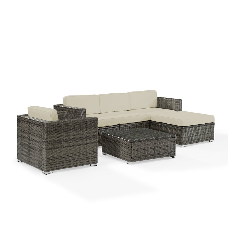 Sol 72 Outdoor Carmelo 6 Piece Rattan Sectional Seating Group With
