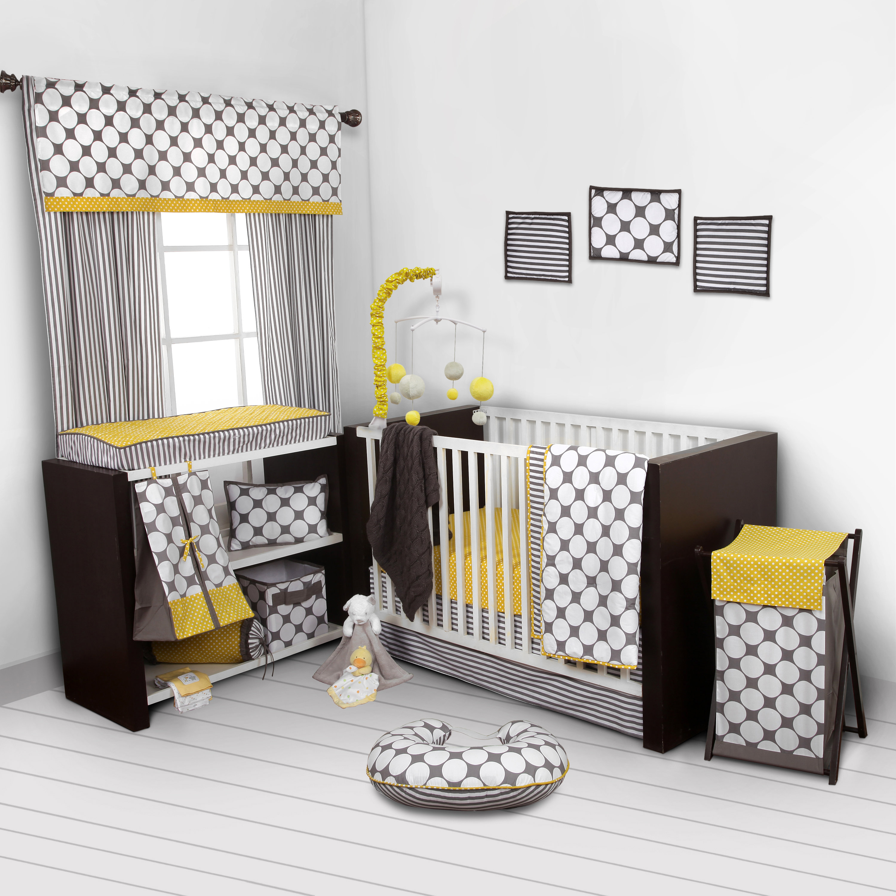 grey and yellow cot bedding sets