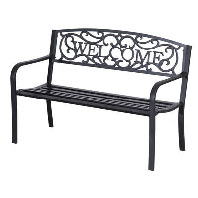 Fleur De Lis Living Hartlepool Welcome Metal Garden Bench