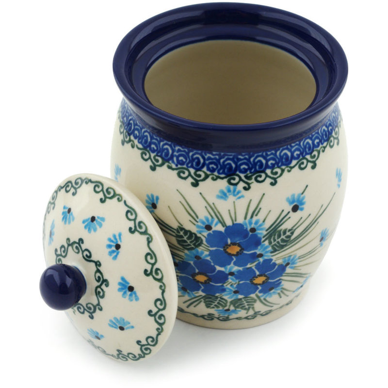 Polmedia Polish Pottery Forget Me Not With Lid Kitchen Canister