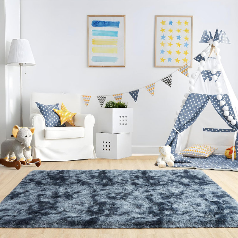 Shahen Shag Blue Area Rug Rug Size: Rectangle 8' x 10'