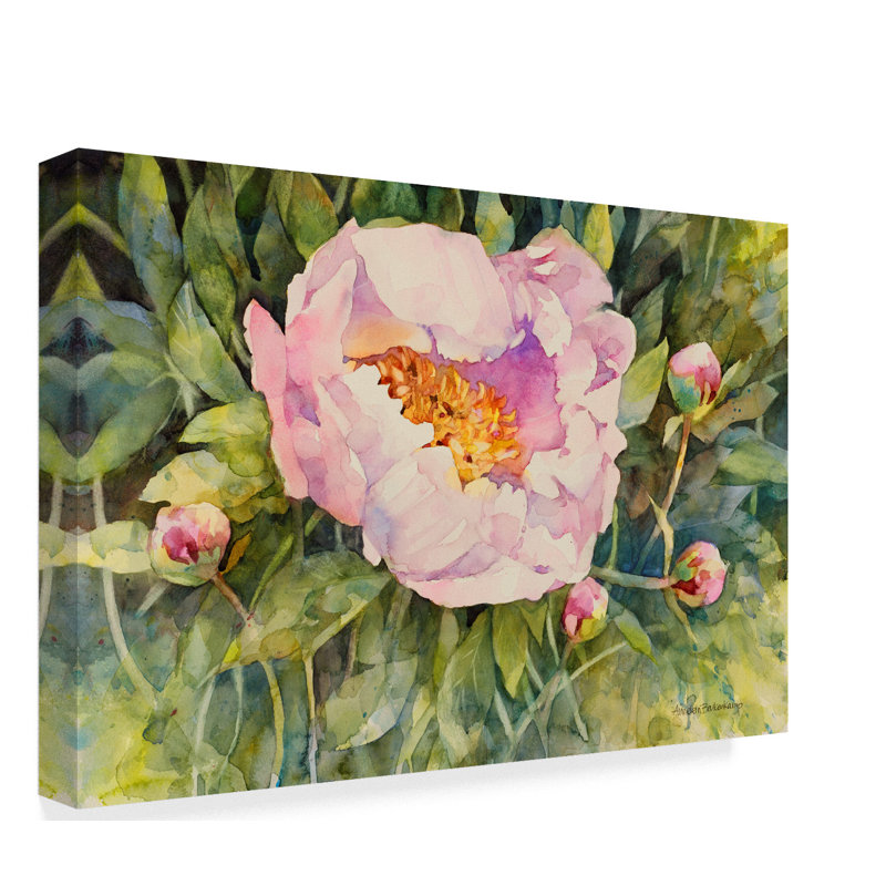 Trademark Art Flowers Pink Peony Watercolor Painting Print On