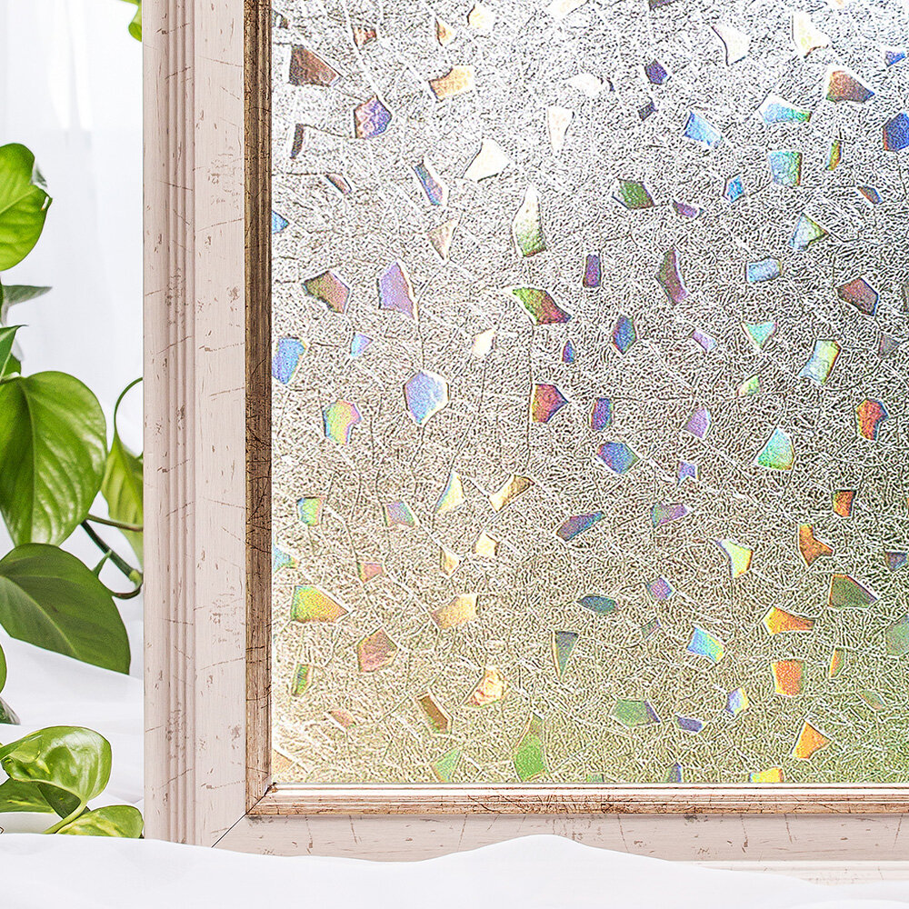 Pretty No Static Glue 3D Glass Stickers Window Films Self-adhesive Home Decor 