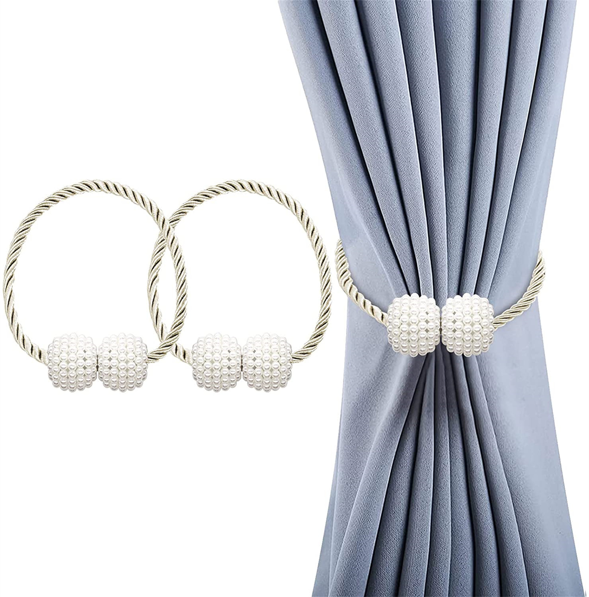 2Pcs Magnetic Curtain Tie Backs Curtain Holdbacks Buckle Clips Rope Straps US 
