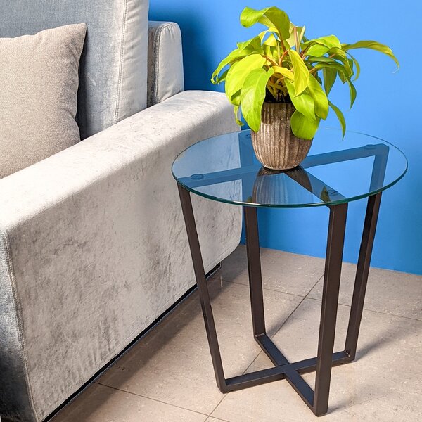 lexi black marble effect side table