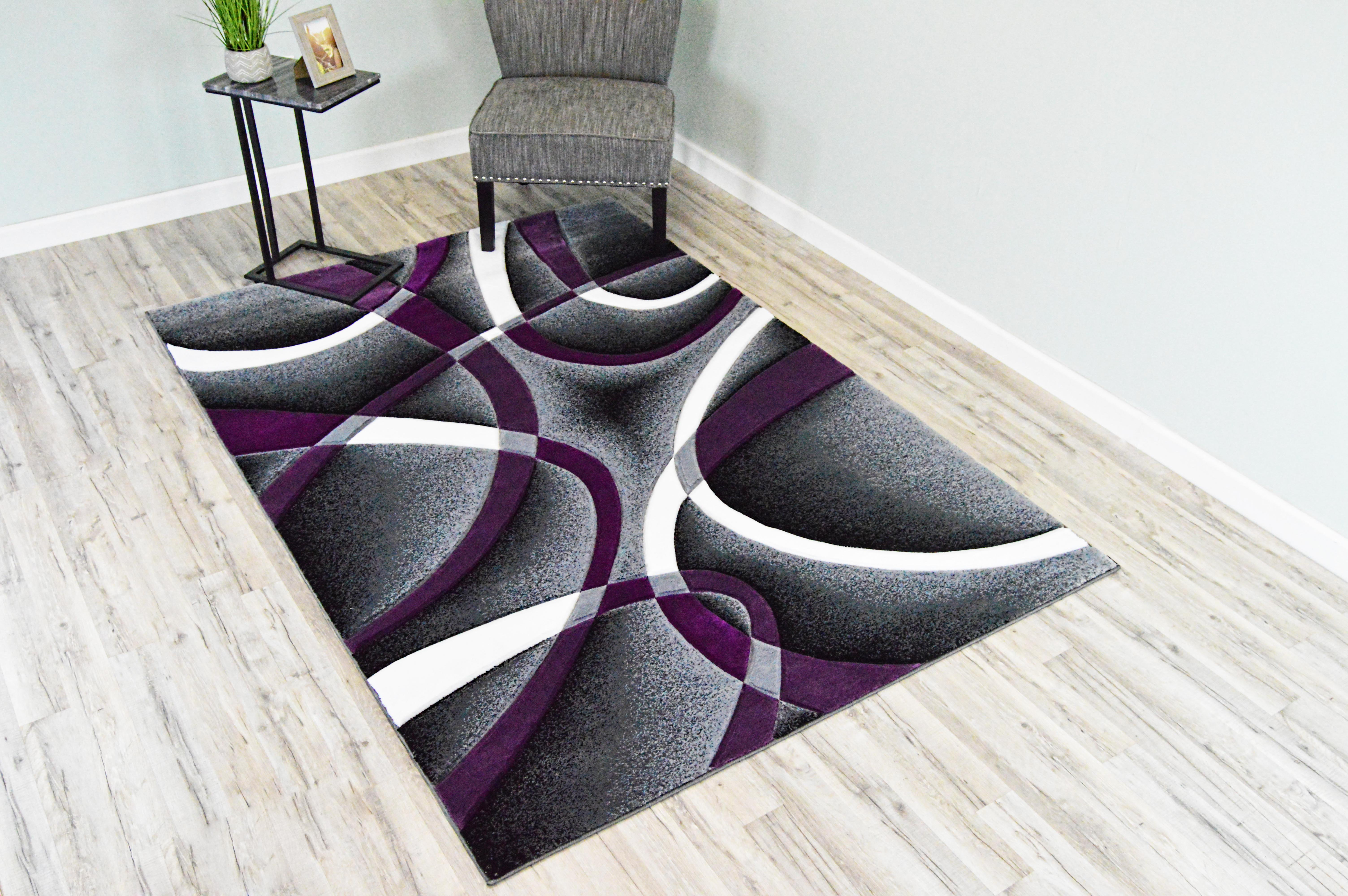 Size:5'3 x 7'3 Stella Collection Modern Purple Area Rug for Living Room with Geometric Pattern 
