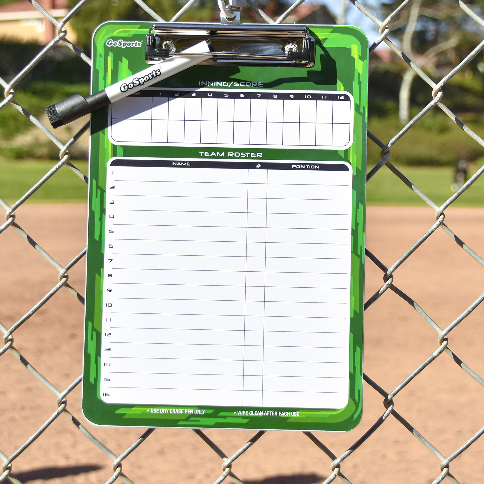 GoSports Baseball Softball Dry Erase Coaches Board With 2 Dry Erase Pens 