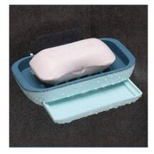 White ZALING 1pcs Soap Holder Double-Layer Bathroom Accessories Shower Soap Dish Non-Slip Draining Tool Drainage Soap Box