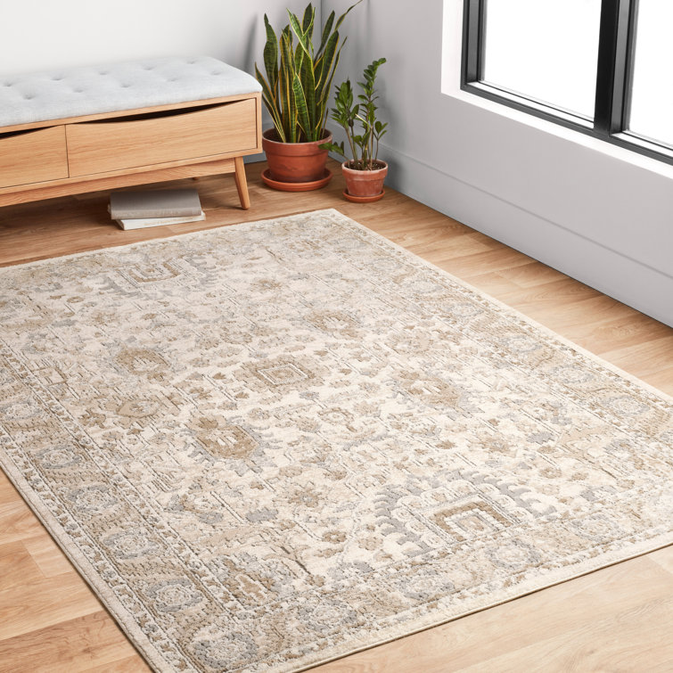 Charlton Home® Sagefield Power Loom Performance Ivory/Beige/Gray ...