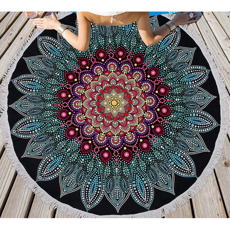 Large Bohemian Mandala Tapestry Round Beach Towel Hippy Throw Yoga Mat Bedspread
