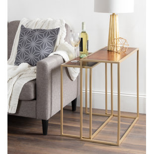Diboll Metal And Wood 2 Piece Nesting Tables by Kate and Laurel Cheap
