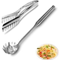 LegendTech Pasta Fork Soup Spoon Spaghetti Spoon Sever Good Grips Nylon Plastic Safety Material Kitchen Utensil Set Pack Of 3 Including 1 Spaghetti Spoon 1 Soup Spoon 1 Strainer Spoon