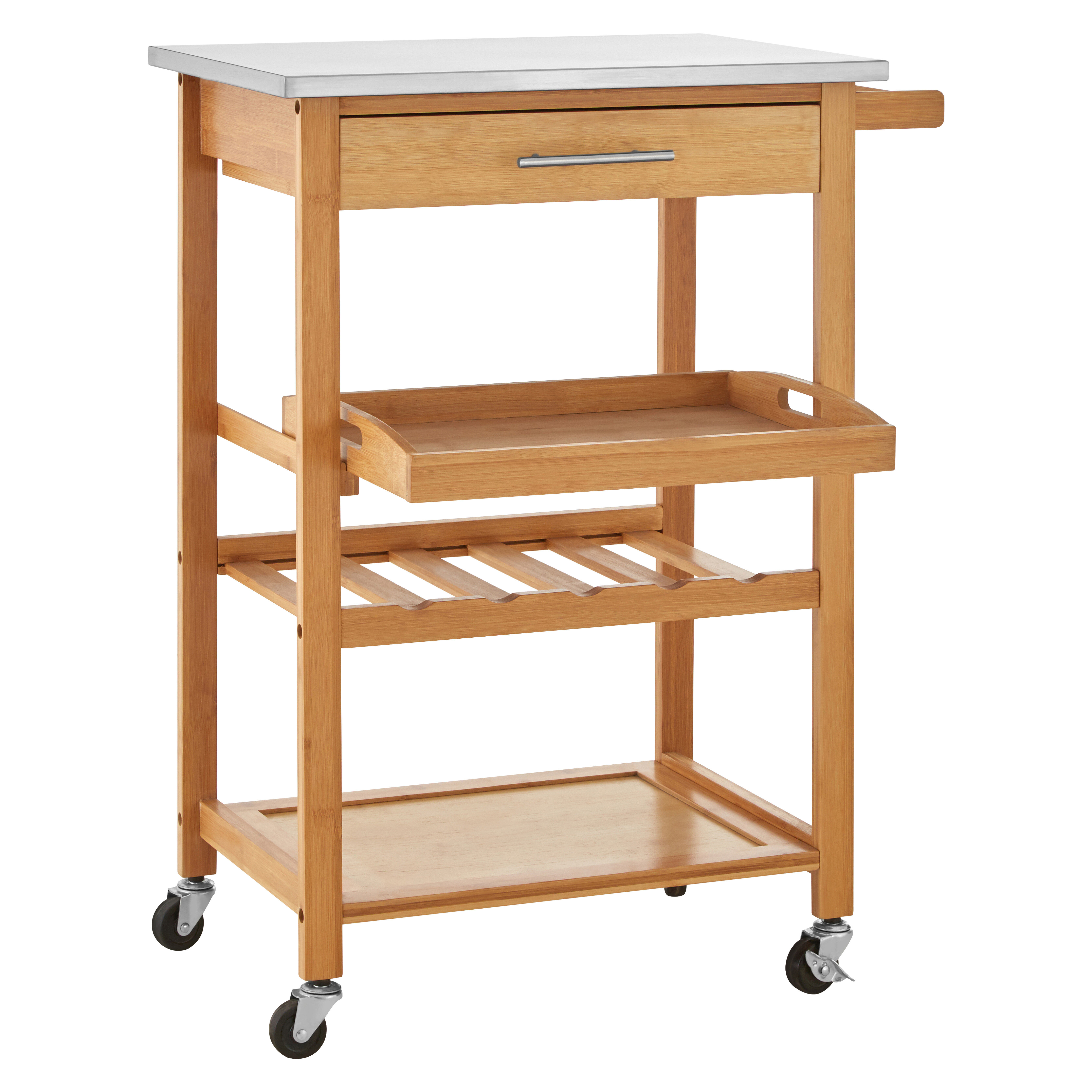 Furniture 87cm Tall Kitchen Cart Wood Dining Trolley ...