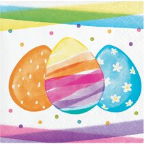Serves 16 Bright Easter Eggs Paper Dessert Plates and Beverage Napkins 
