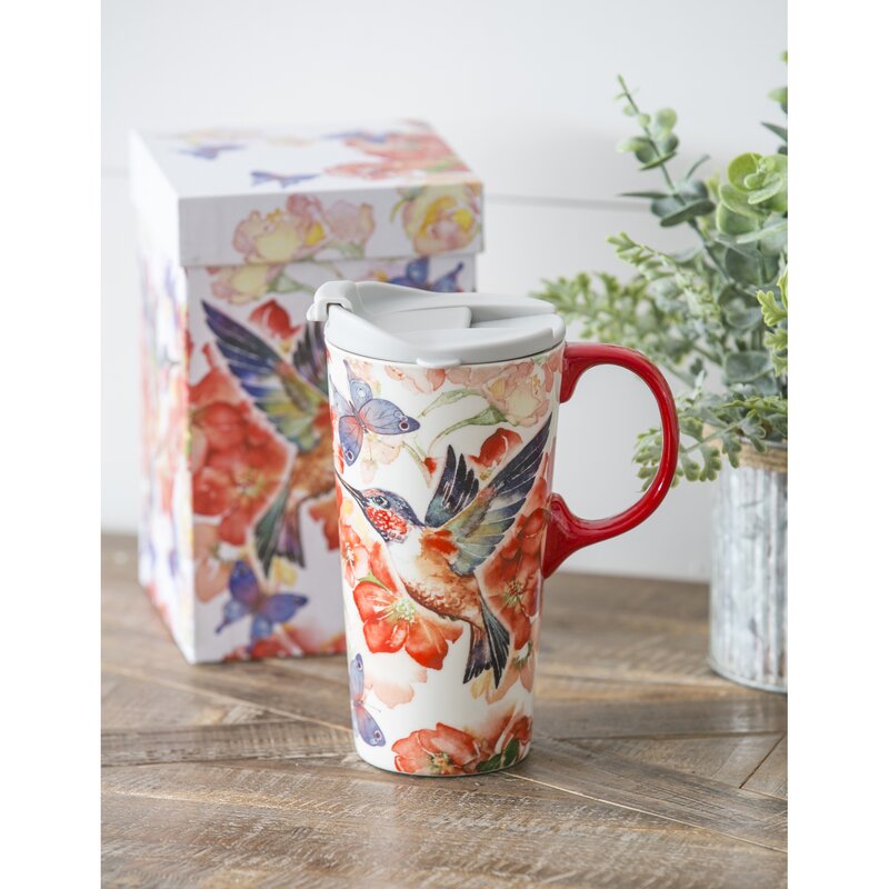 Cypress Hummingbird and Butterflies 17 oz Travel Mug | Wayfair