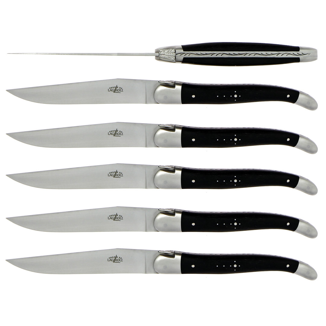 Forge de Laguiole - Wooden Handle Table Knives - Set of 6 - Ebony