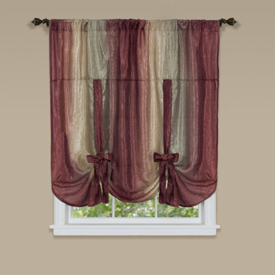 Clarisse Ombre Crushed Semi Sheer Tie Up 50\" Window Valance 2 pcs 