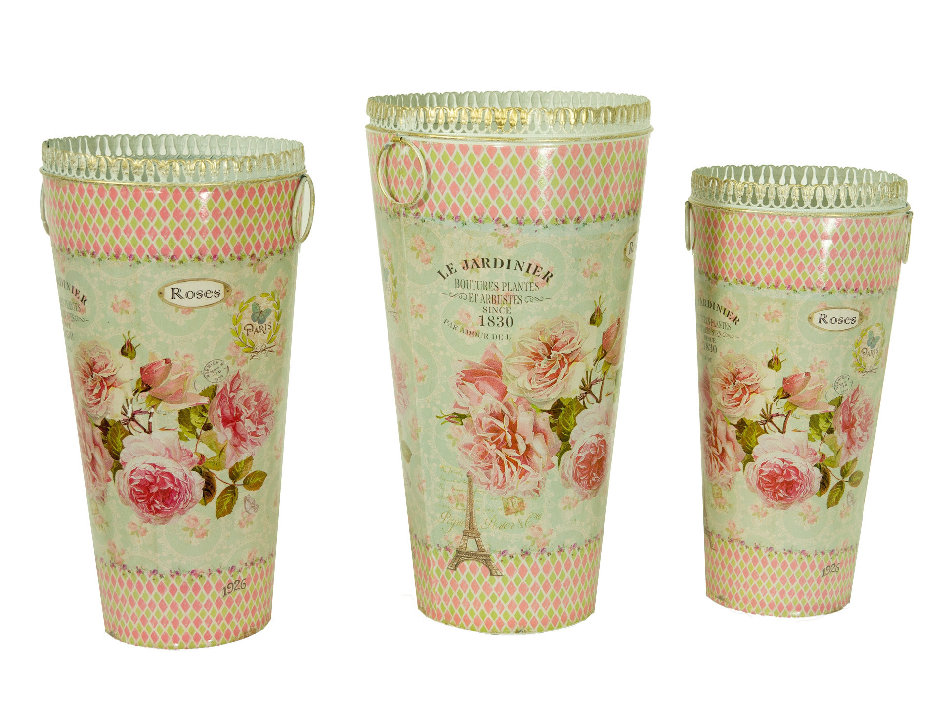 Ophelia Co Celise French Country Planters Vintage 3 Piece Metal Pot Planter Set Wayfair