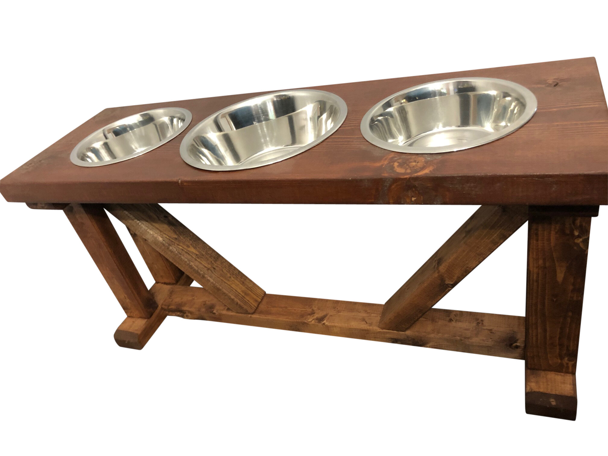 three bowl raised dog feeder