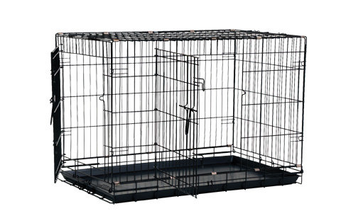 Wire dog crate with divider clearance