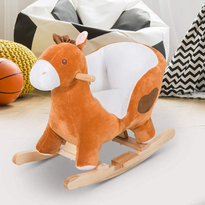 Kids Plush Sturdy Ride on Rocking Horse