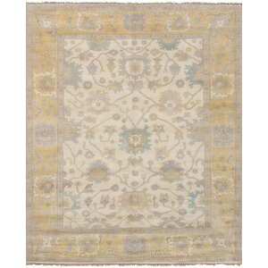One-of-a-Kind Bason Hand-Knotted Wool Cream Area Rug