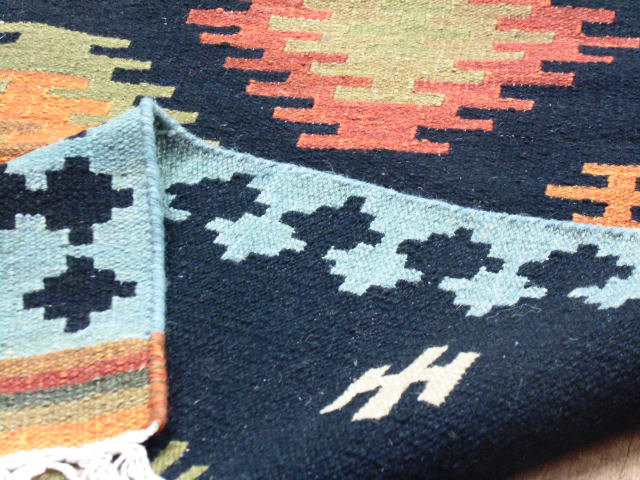 Alpen Home Handmade Kilim Wool And Cotton Dark Blue Rug Wayfair Co Uk