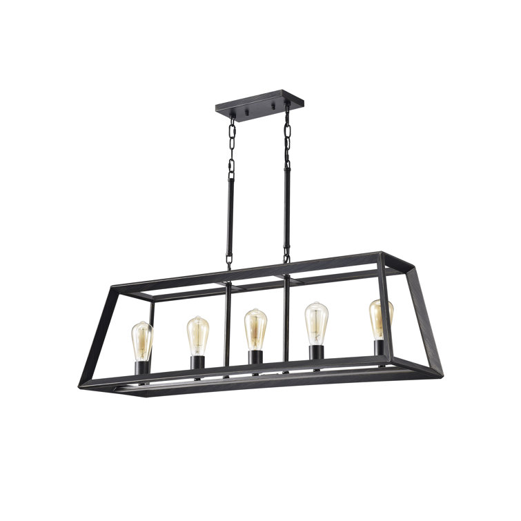 17 Stories Sherron 5 Light Kitchen Island Linear Pendant With Wrought Iron Accents Reviews Wayfair