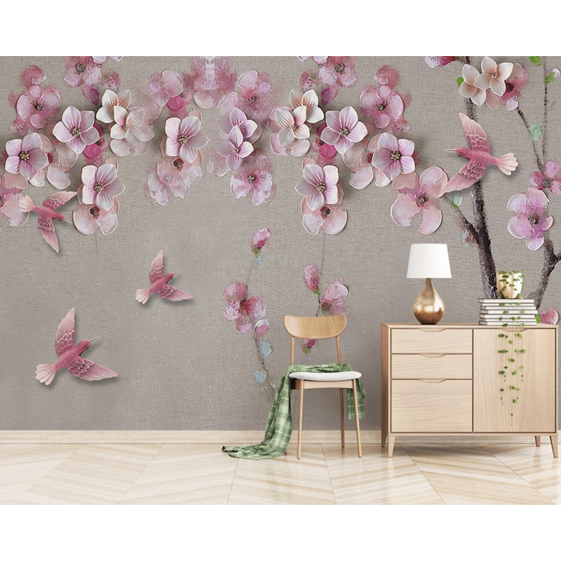 Chocolate Brown Lime Green Cherry Blossom Floral Butterflies Wallpaper Wall Deco Home Garden Home Improvement