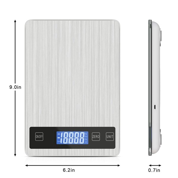NEW LED Digital Kitchen Scale 11lb/0.1 oz 5KG/1G Slim Electronic Stainless Steel 