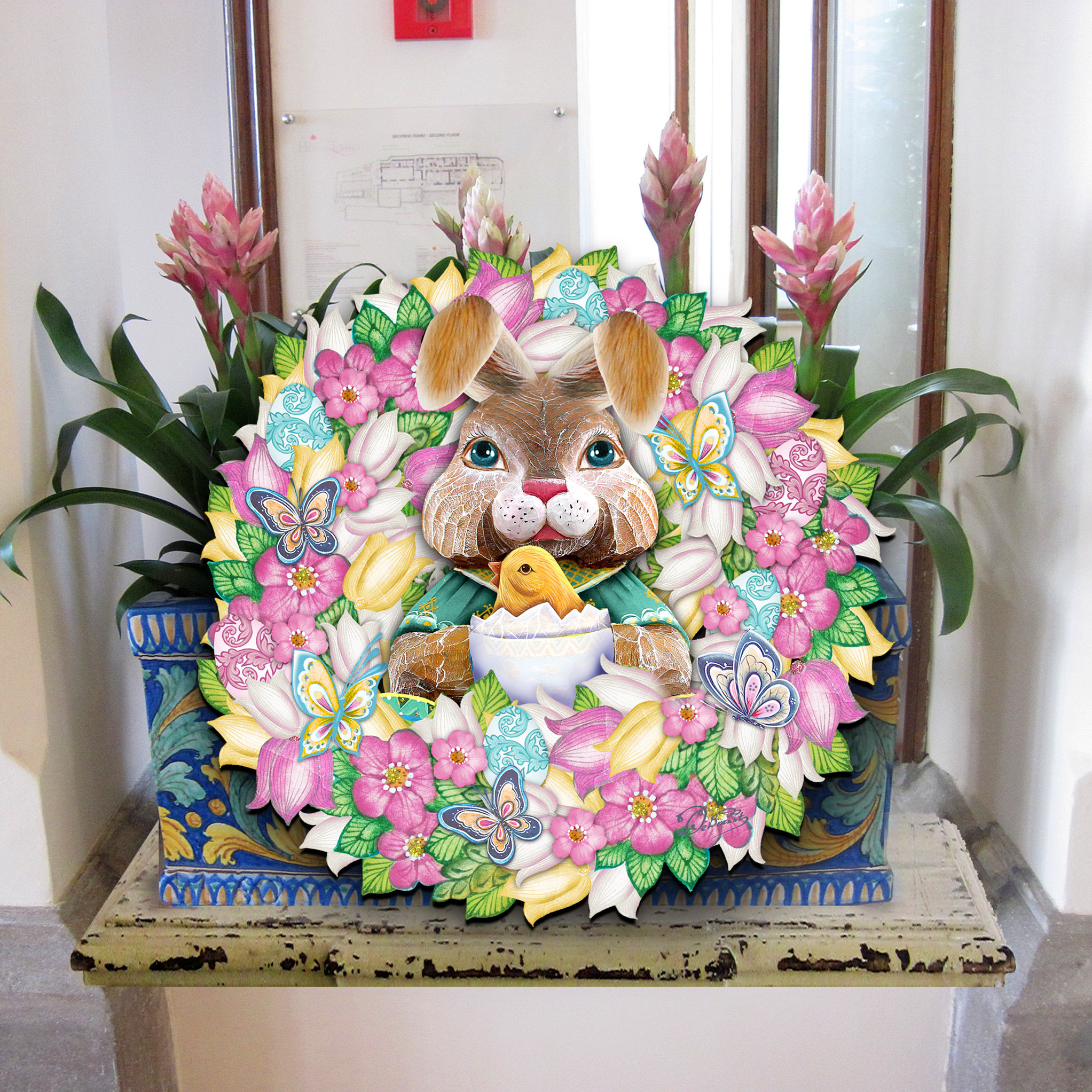 Easter Bunny Front Door Decoration Medium Sized Wreath Easter Fun