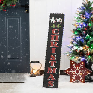 Style 4 Christmas Decorations for Home Merry Christmas Banner Buffalo Porch Sign for Indoor Outdoor Front Door Living Room Kitchen Wall Party