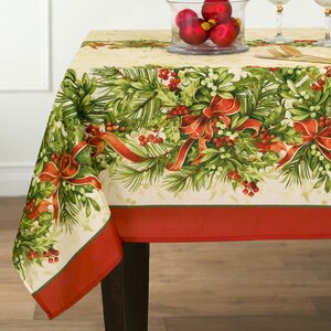Holly Traditions Double Border Oblong Tablecloth