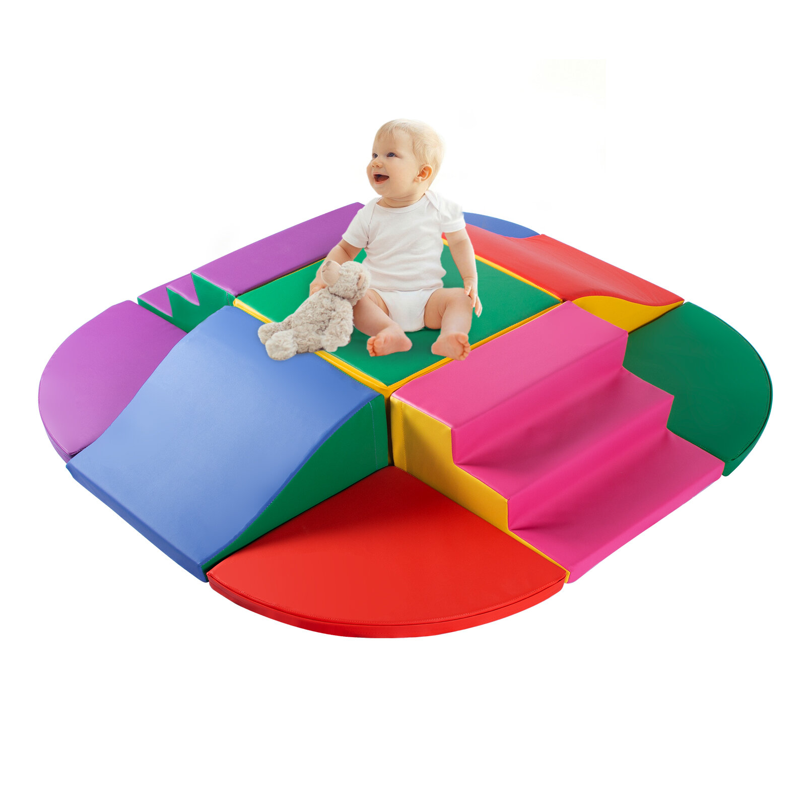 Sliding and Crawling Soft Toddler Playtime Corner Climber for Climbing Multicolor great Climb and Crawl Safe Foam Play Set 4-Piece Indoor Active Play Structure Building Blocks for Kids 