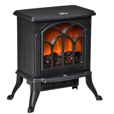 Freestanding Electric Fireplace Stove, Space Heater With Realistic Flame Effect, Adjustable Temperature, And Overheat Protection, 750W/1500W, Black