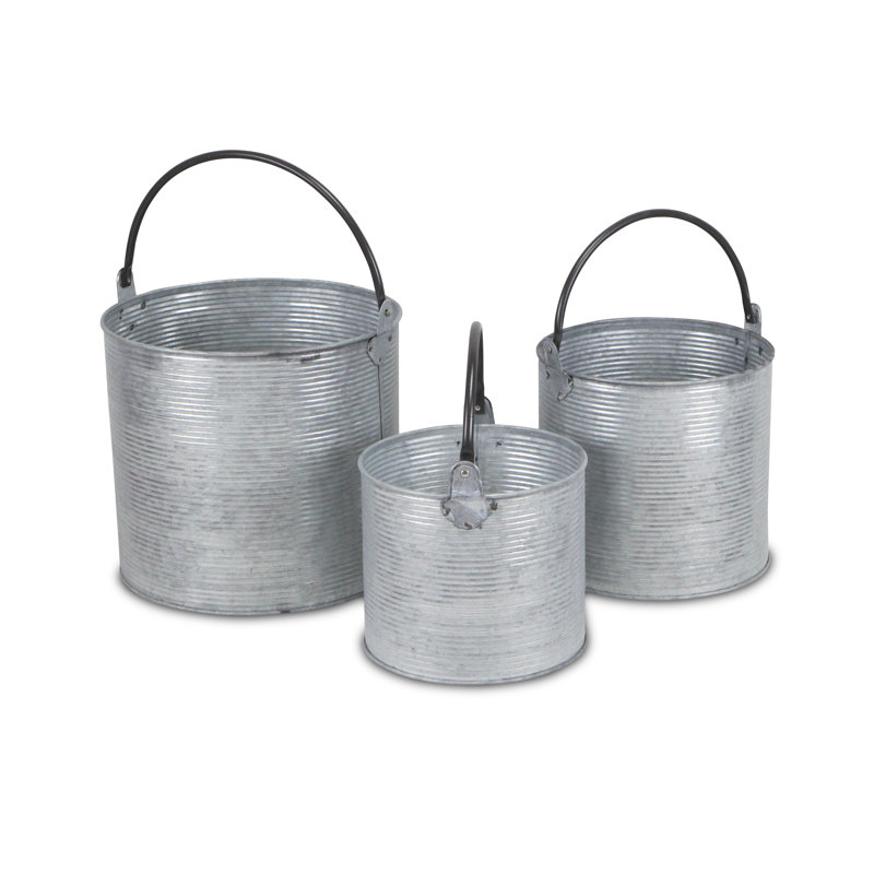 Cheungs 3 Piece Metal Bucket Set Reviews Wayfair