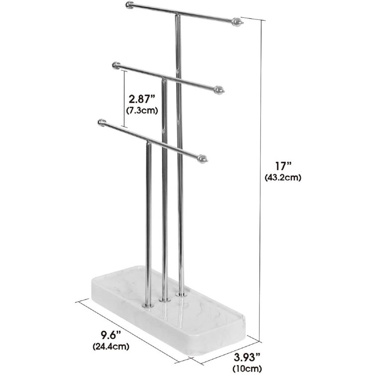 Silver Metal Tree Jewelry Organizer Display Stand with Tray