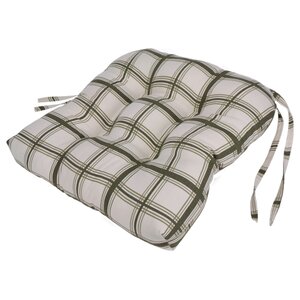 Large Scale Plaid Cushioned Chair Pad in Green