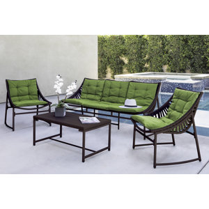 Crick Indoor/Outdoor 4 Piece Seating Group with Sunbrella Cushion (Set of 4)