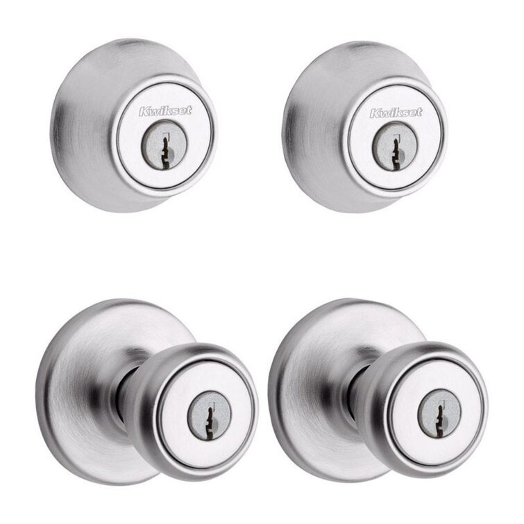 Satin Chrome Finish by Kwikset Tylo Bed and Bath Door Knob Contractor 4-Pack 