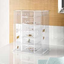 Upscale Floating Clear Display Stand Holder Jewelry Ring Case Protect Box 