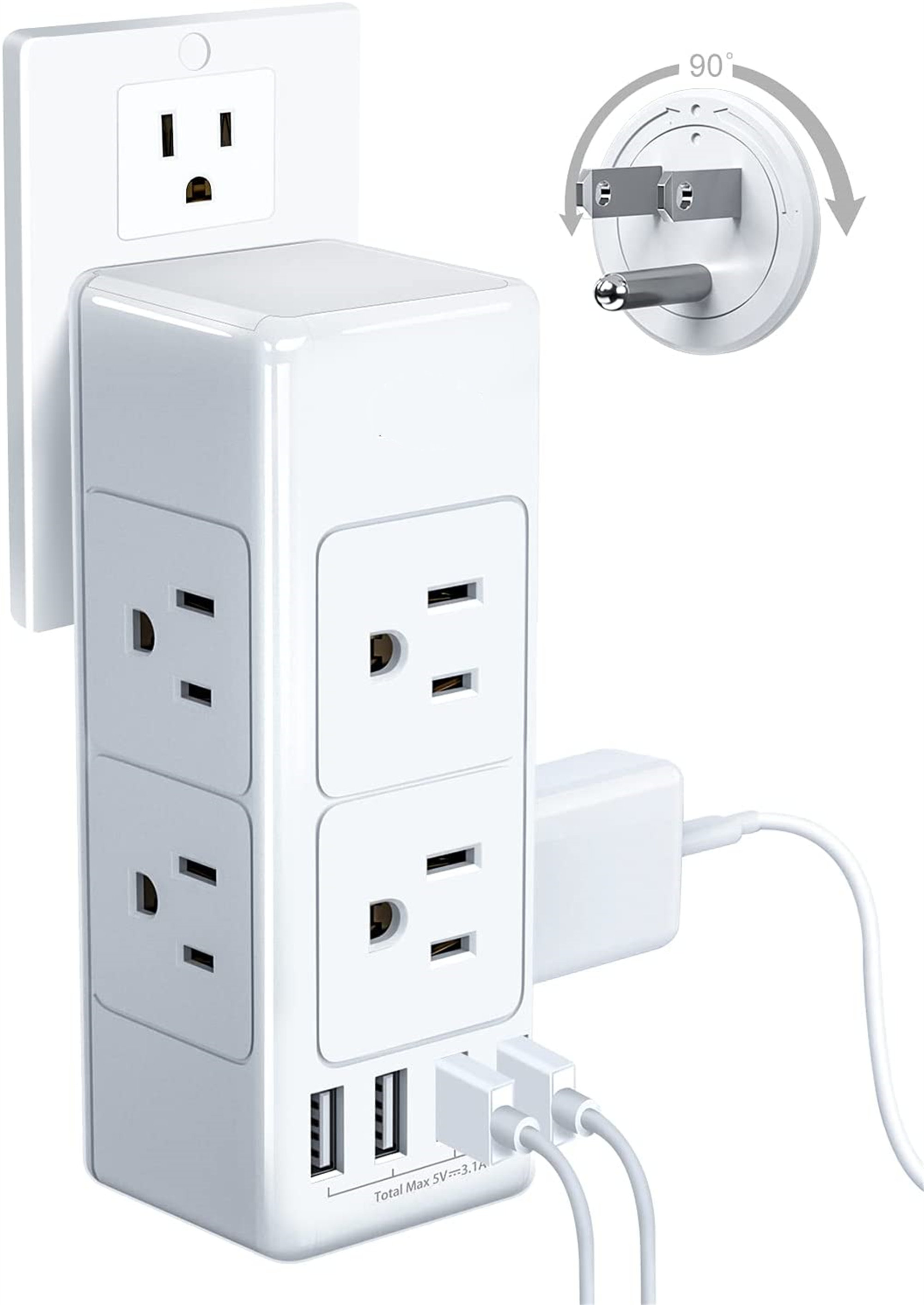 Multi-Port 4 USB Charging Port 8 Outlet Socket Power Strip Charger Plug Cord Multi-Port 4 USB Charging Port 8 Outlet Socket Power Strip Charger Plug Cord