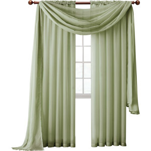 Aurora Solid Sheer Rod Pocket Single Curtain Panel