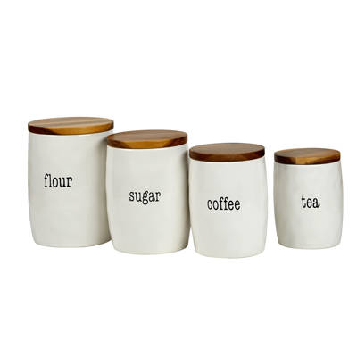 Wayfair Basics 4 Piece Round Top Gl Kitchen It S Just Words 4 Piece Kitchen Canister Set